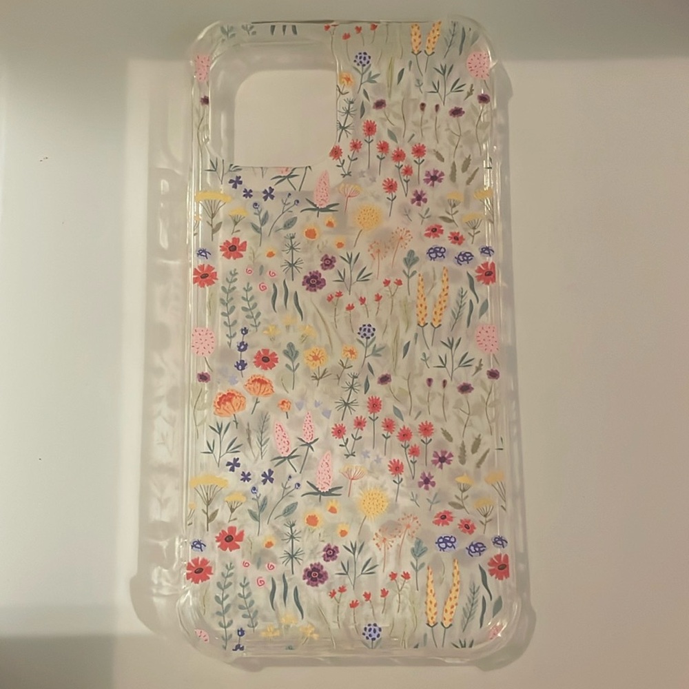 NWOT Transparent and Floral IPhone 12 Pro Phone Case
